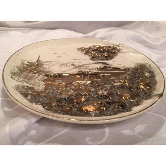 Decorative Plate Tilso Japan Decorative Plate Gold and Silver Trim - Picture 5 of 5